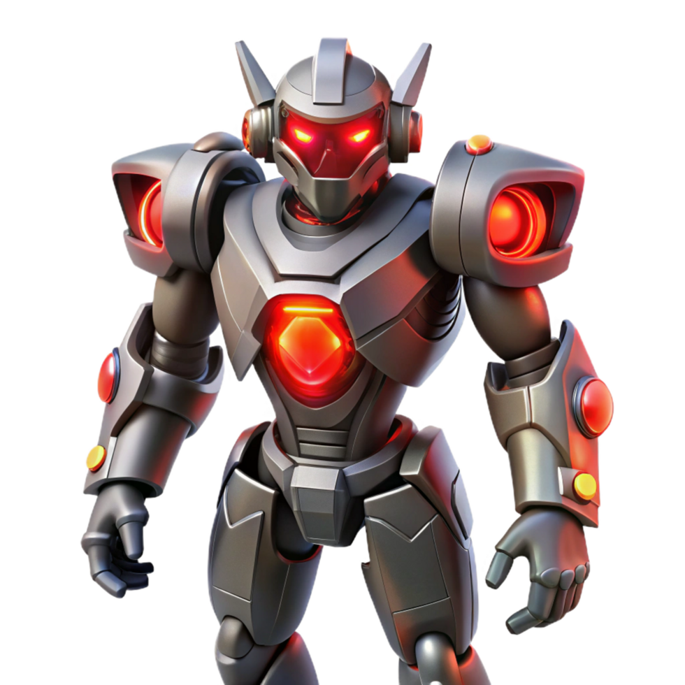 3D Render of a Powerful Robot png