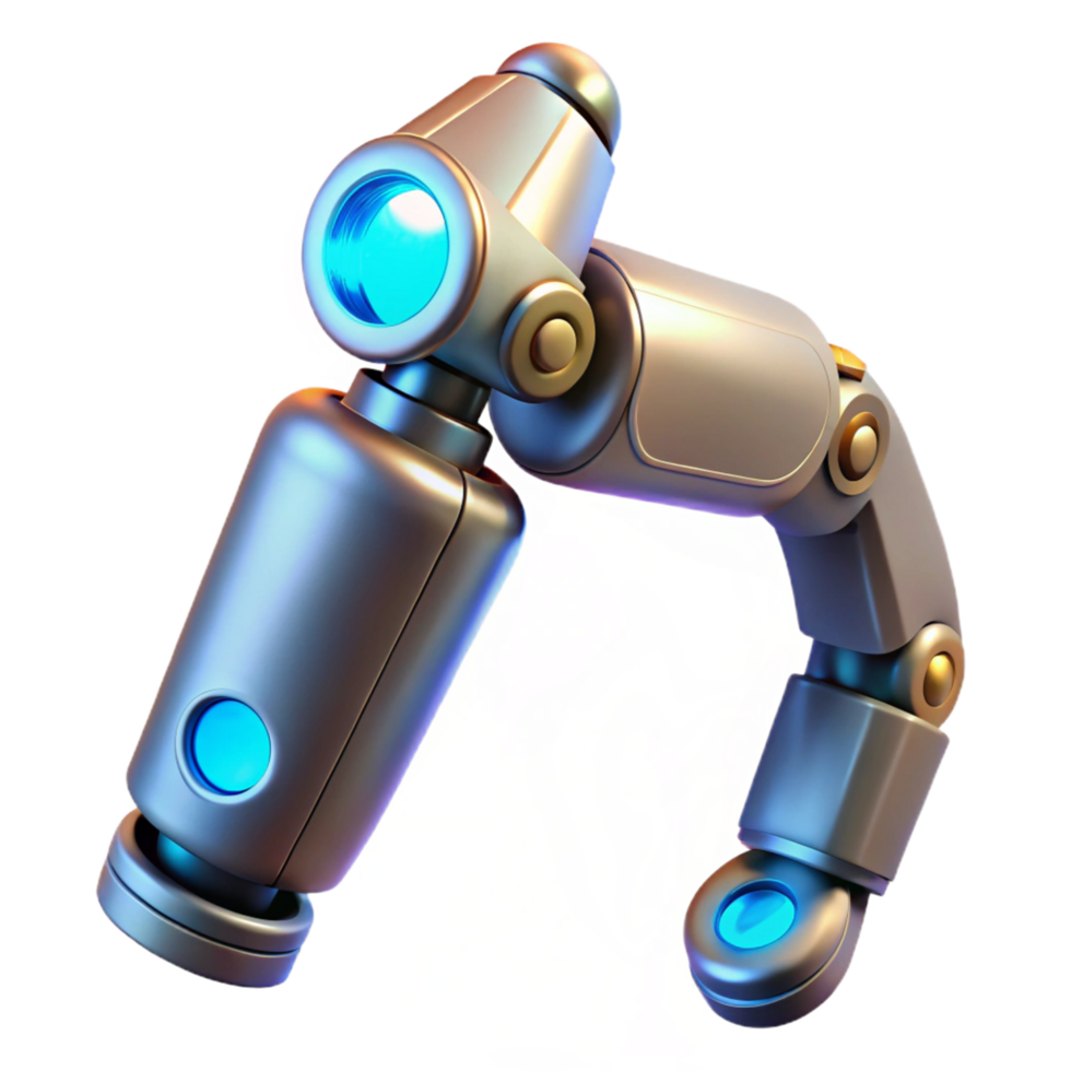 3D Render of a Futuristic Robotic Arm Illustration A Detailed Close Up of Articulated Metal Joints and Glowing Blue Lights png