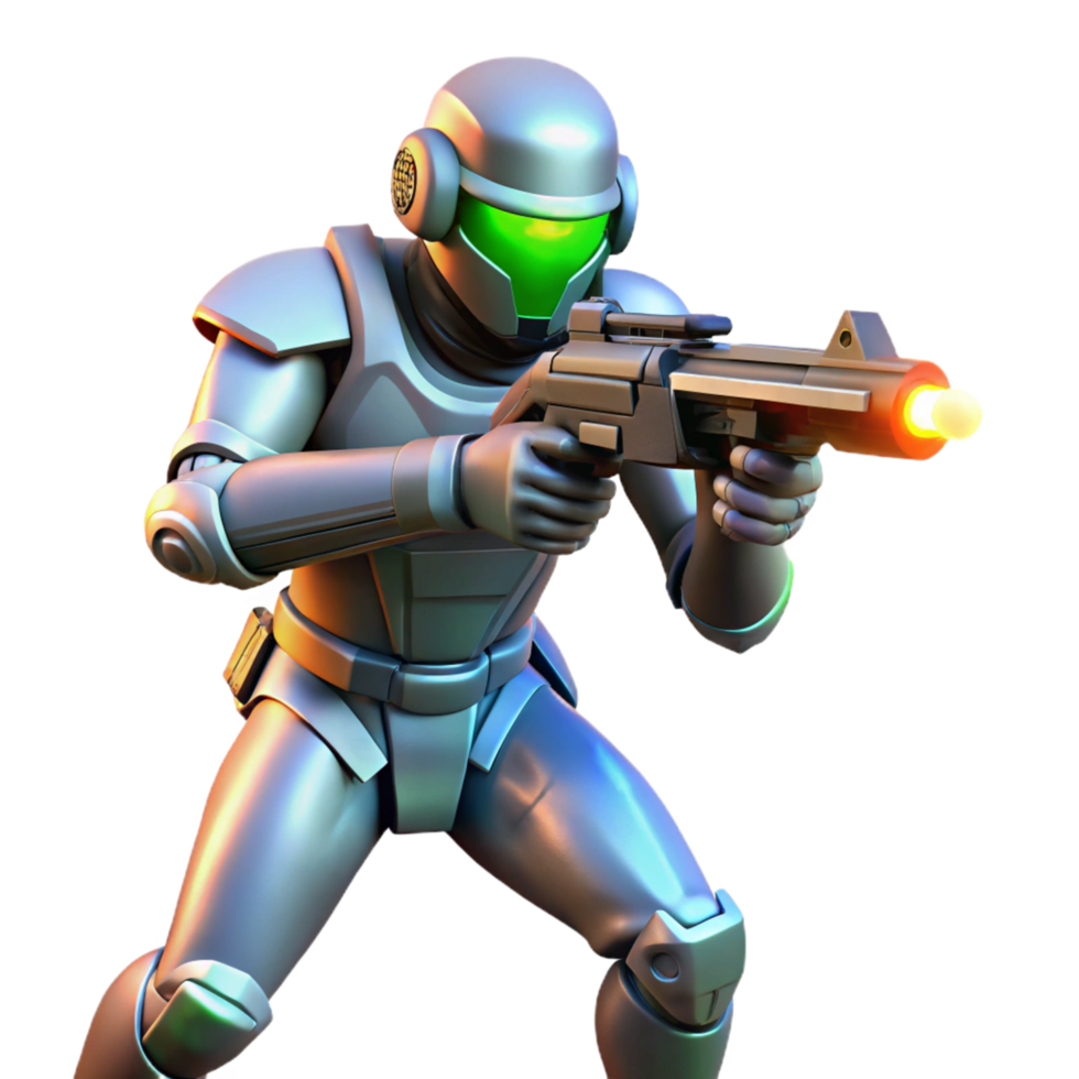 3D Render Futuristic Soldier Action png