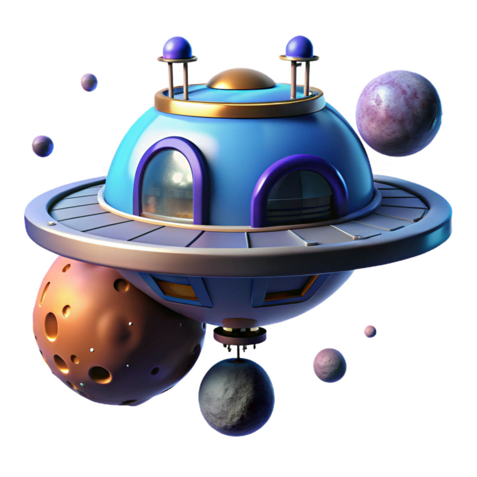 3D Render Space House Illustration png