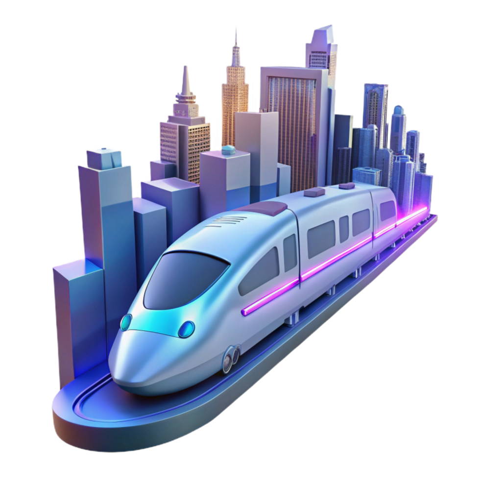 Futuristic City Train 3D Illustration png