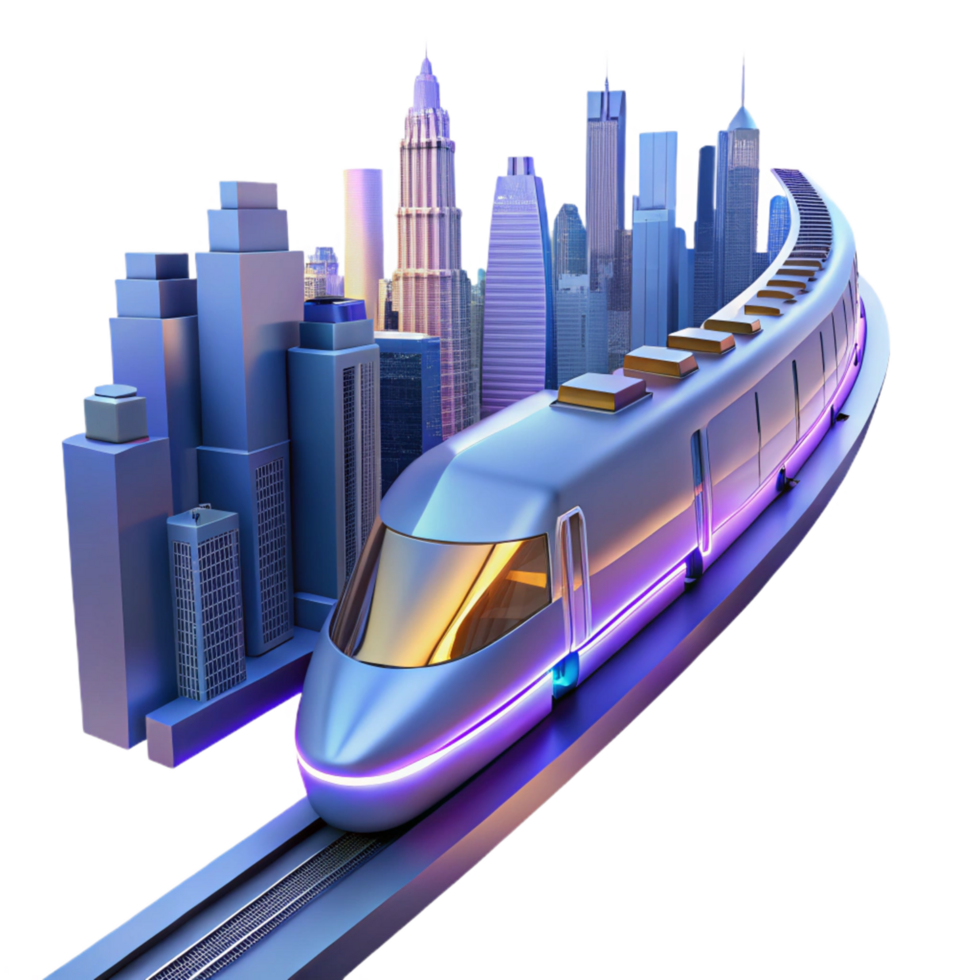 Futuristic High Speed Train 3D Render png