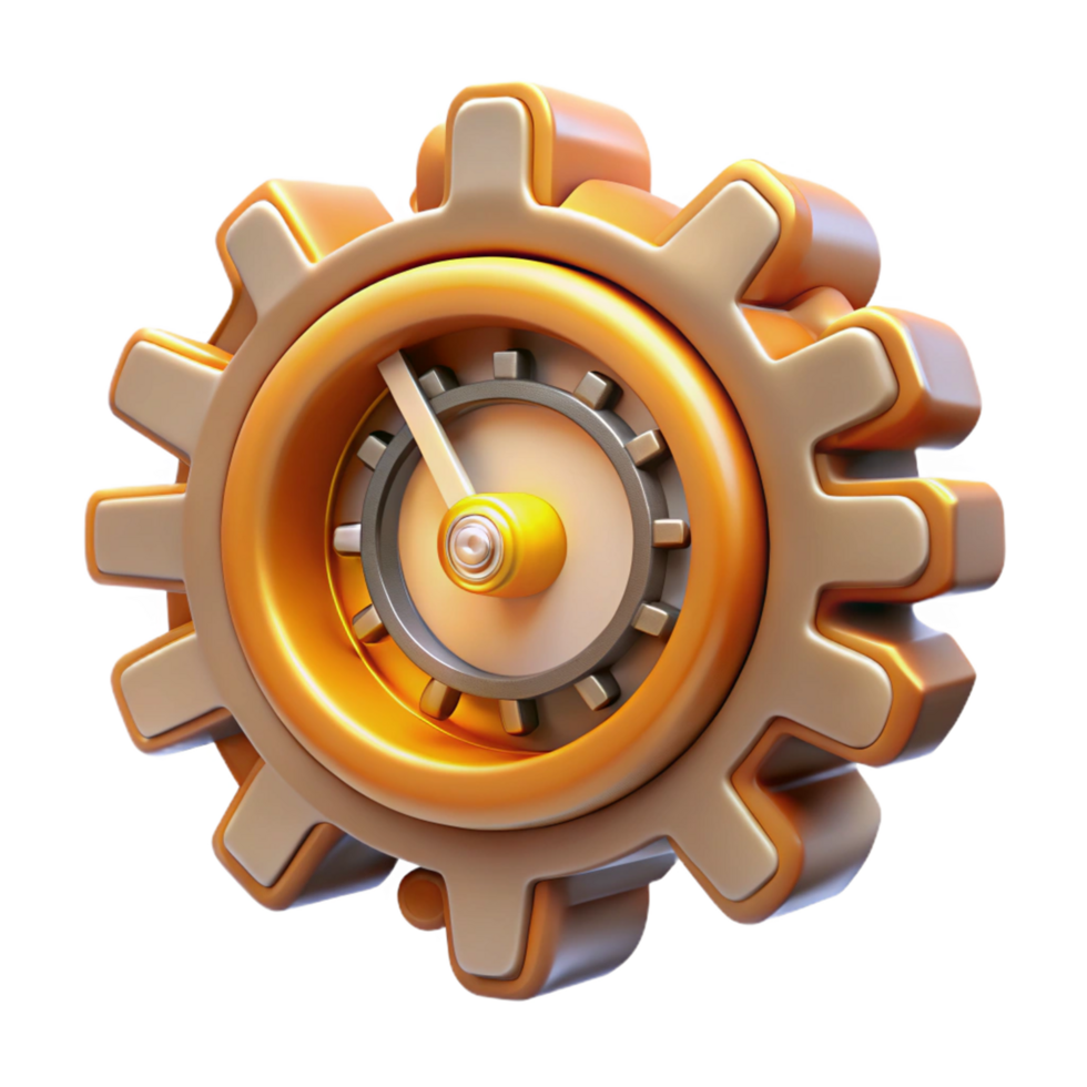 Gear Clock Time Management, Efficiency, and Productivity Visualization png