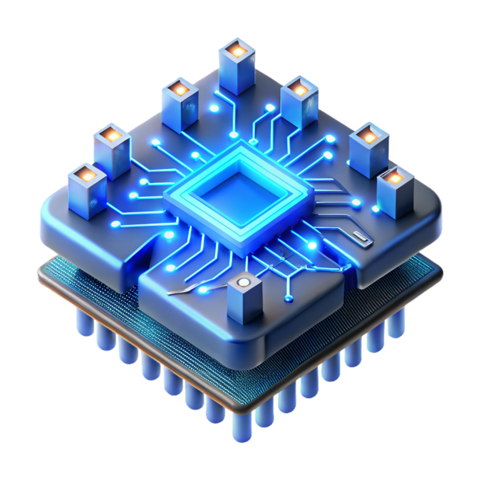 3D Illustration of a Microprocessor png