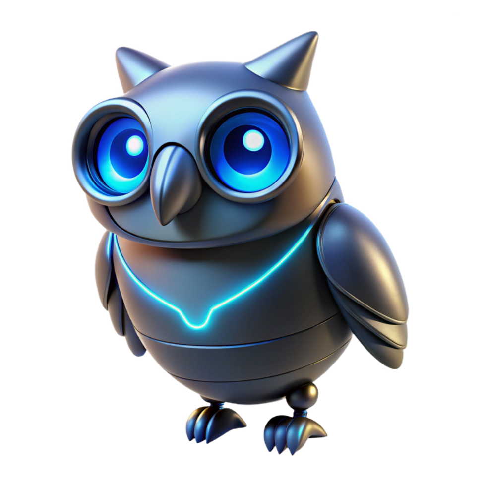 Cybernetic Owl 3D Render Futuristic Robotic Bird Machine Intelligence Digital Art Graphic png