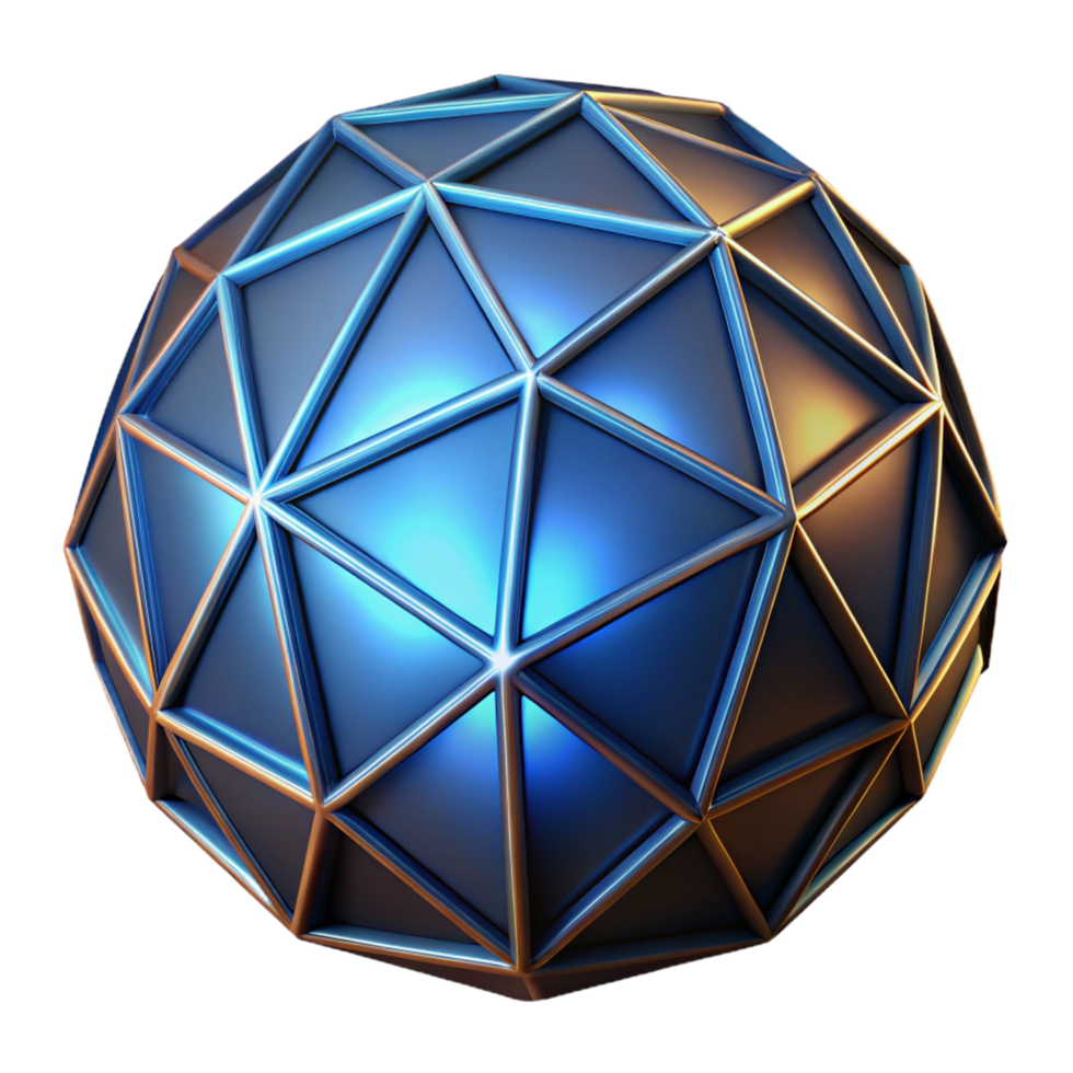 Blue Gold 3D Geometric Sphere png