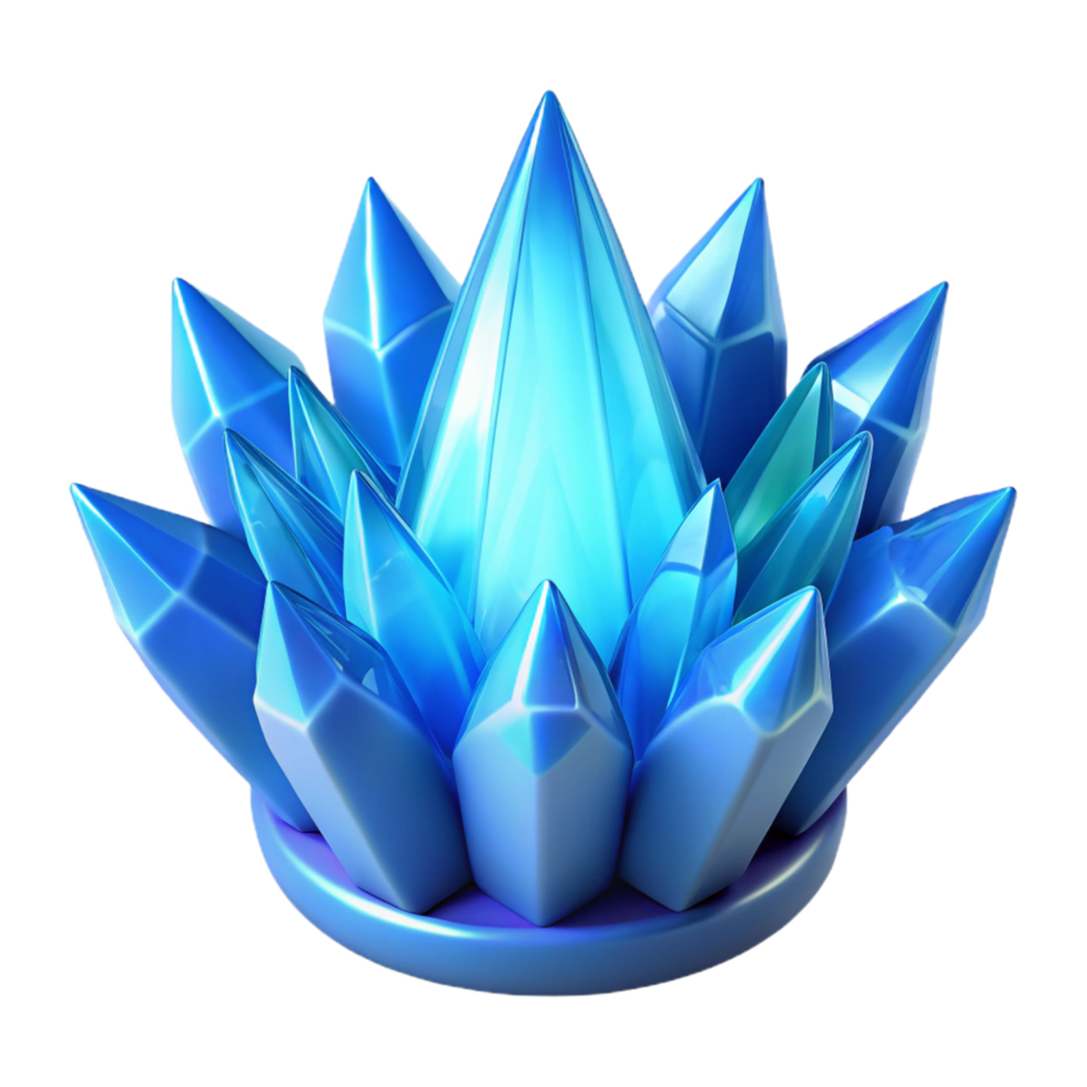 Stunning 3D Render of a Crystal Cluster Crown Jewel Blue Gemstone Fantasy Game Asset High Resolution Image png