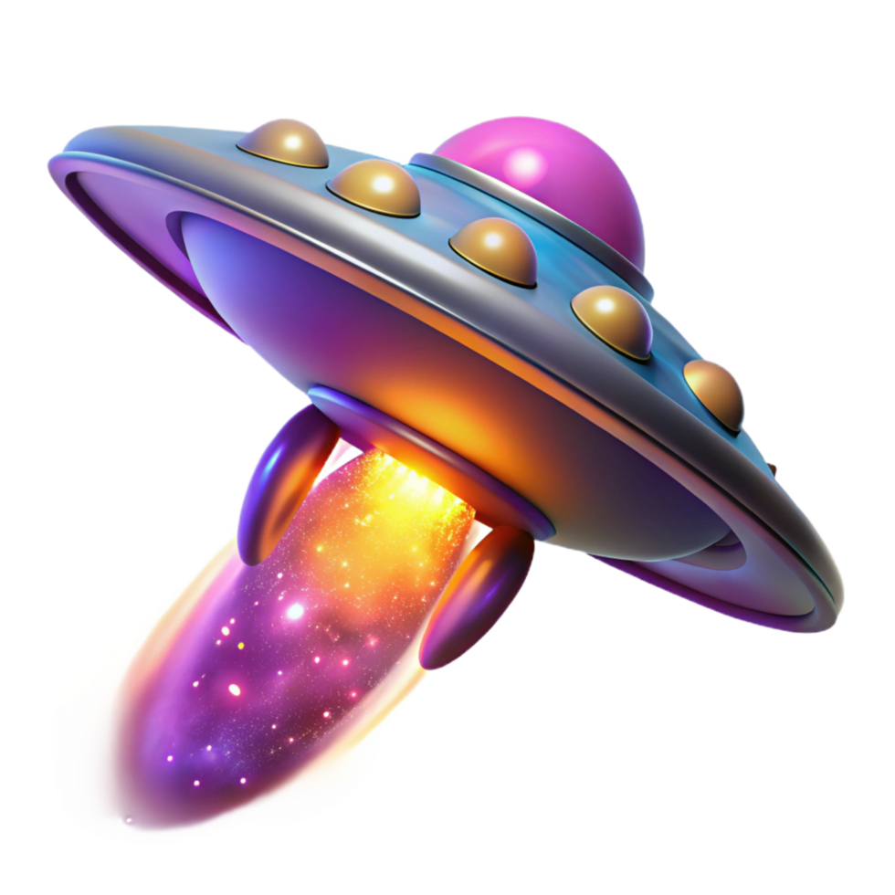 3D Render of a Futuristic Spaceship with a Vibrant Cosmic Trail png