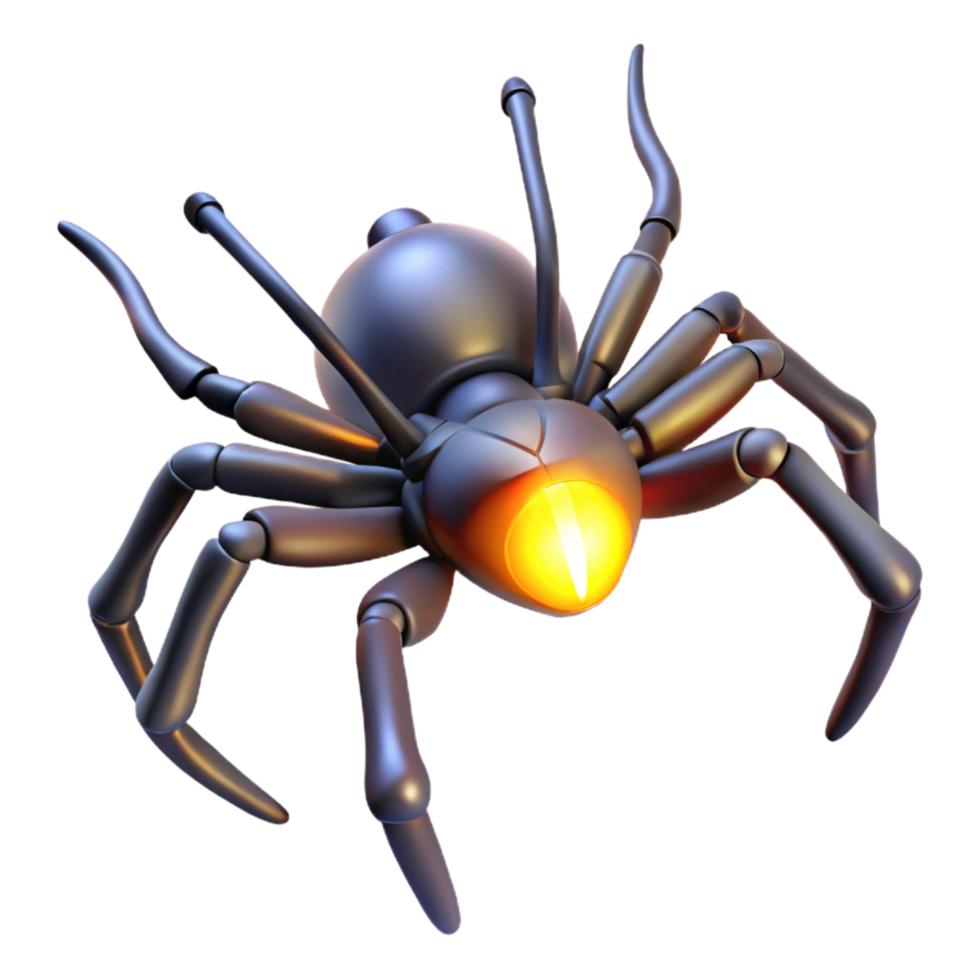 3D Render of Glowing Robotic Spider png