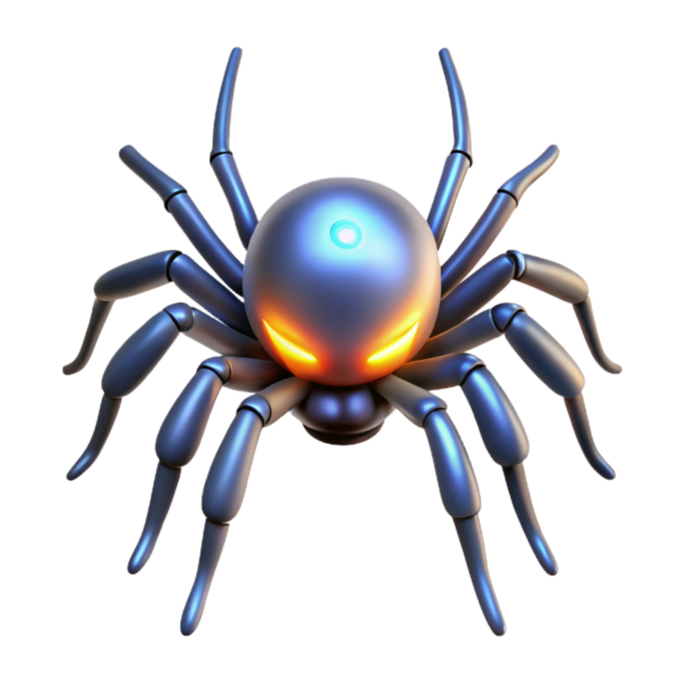 Glowing Robotic Spider 3D Render png