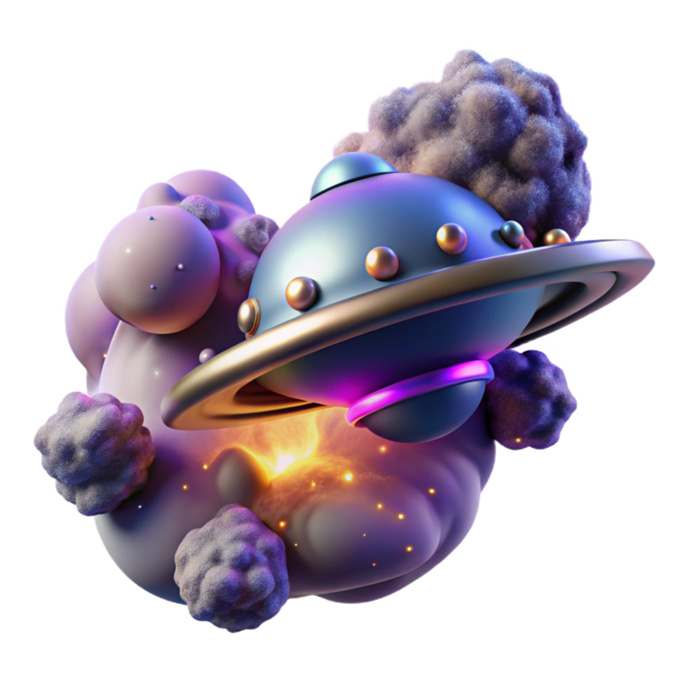 3D Render of UFO Crash Landing png