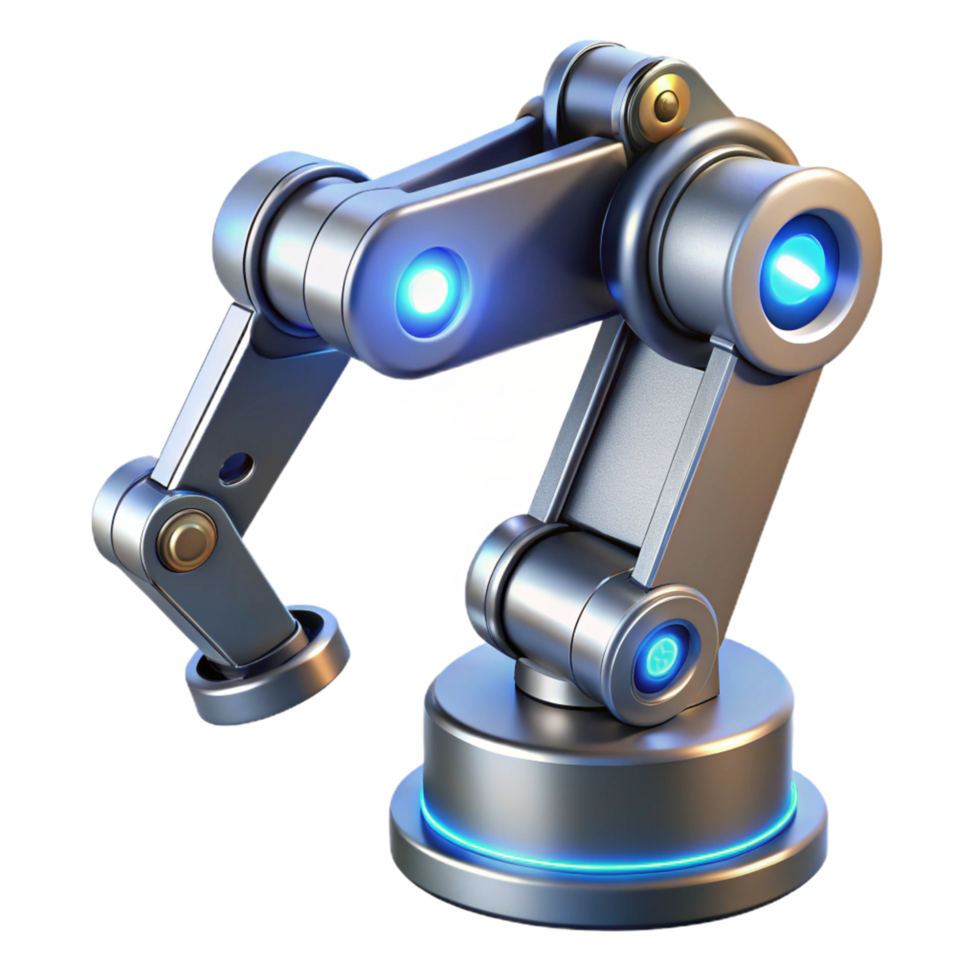 Futuristic Robotic Arm 3D Illustration High Resolution Image Advanced Technology Mechanical Engineering Industrial Automation png