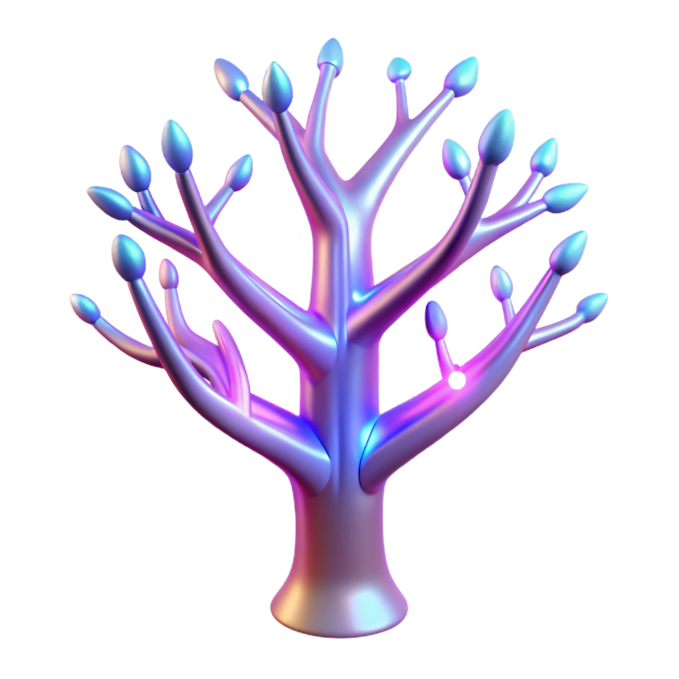 Iridescent 3D Tree Illustration Digital Art Abstract Background png