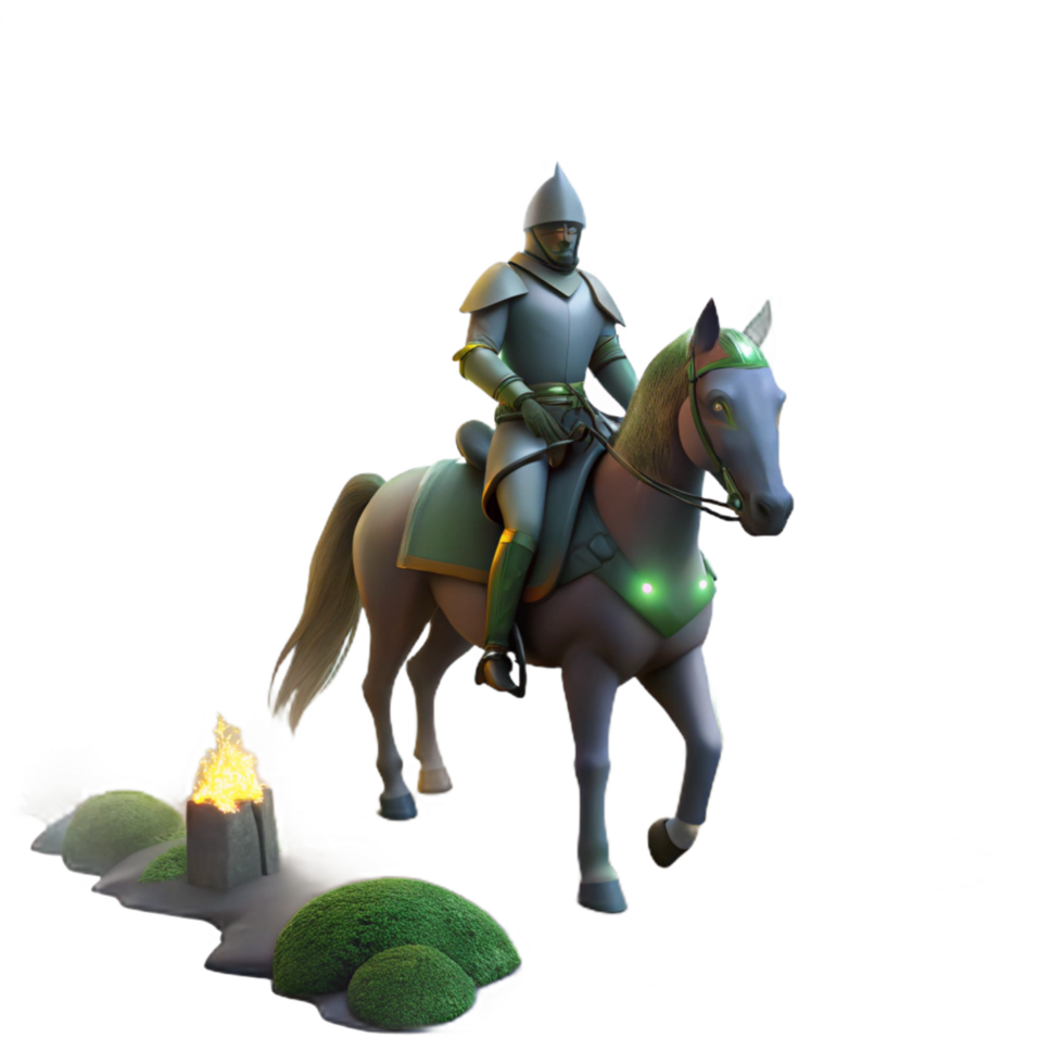 Knight and Steed 3D Illustration png