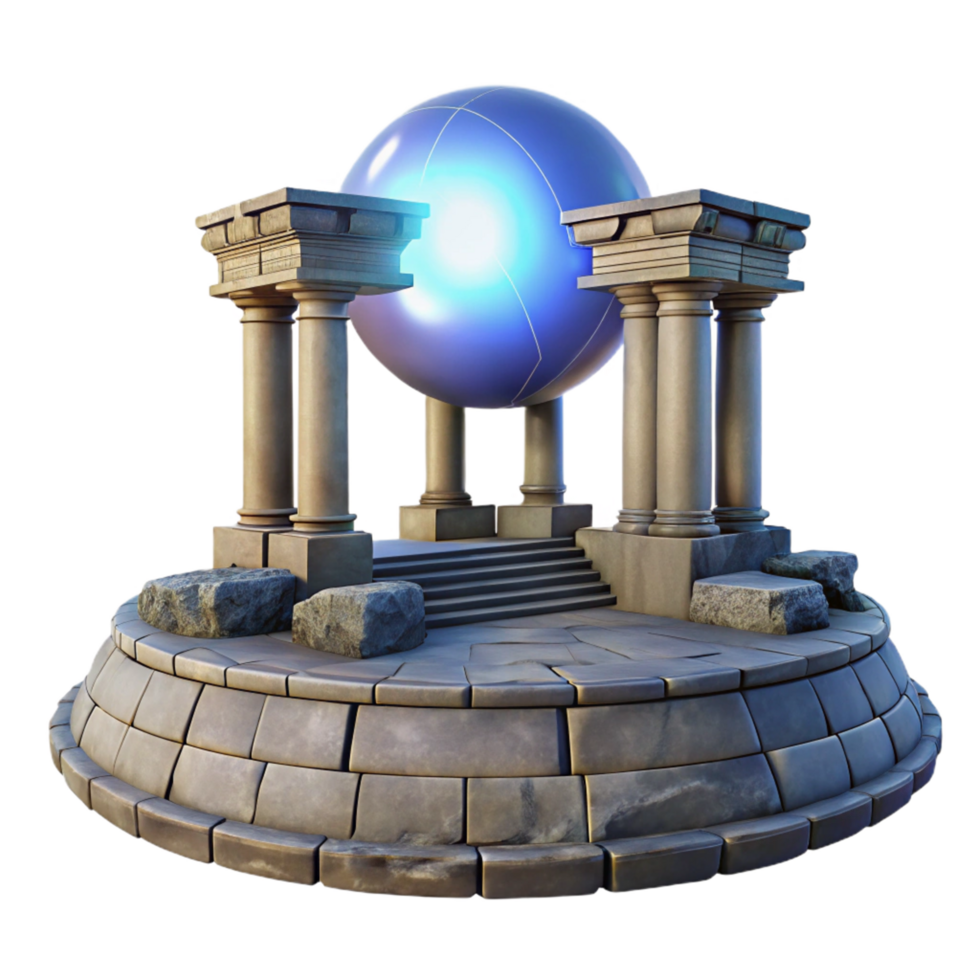 Ancient Temple 3D Render with Glowing Orb png