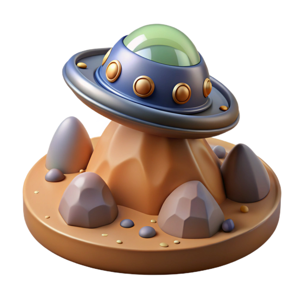 Spaceship Landing on a Rocky Planet png