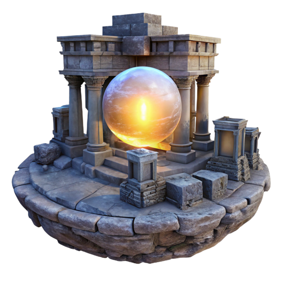 Ancient Temple 3D Render Glowing Orb png