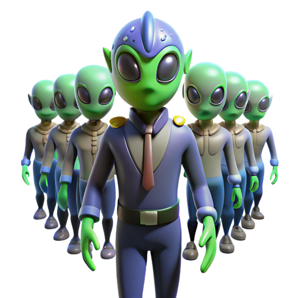 Alien Team 3D Illustration png