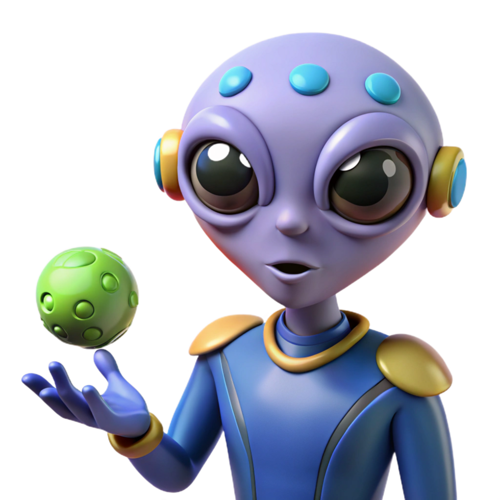 Friendly Alien 3D Render png