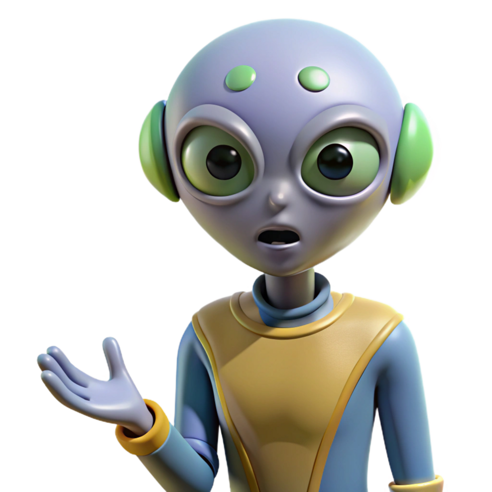 Friendly 3D Alien Illustration png