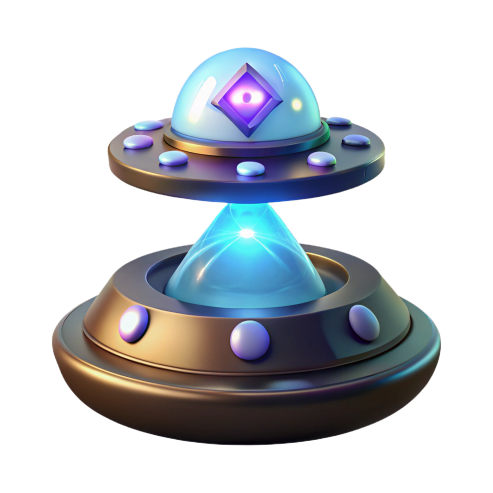 3D Render of Double UFO Spaceship png