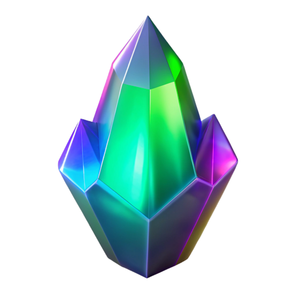 Iridescent Crystal 3D Render png