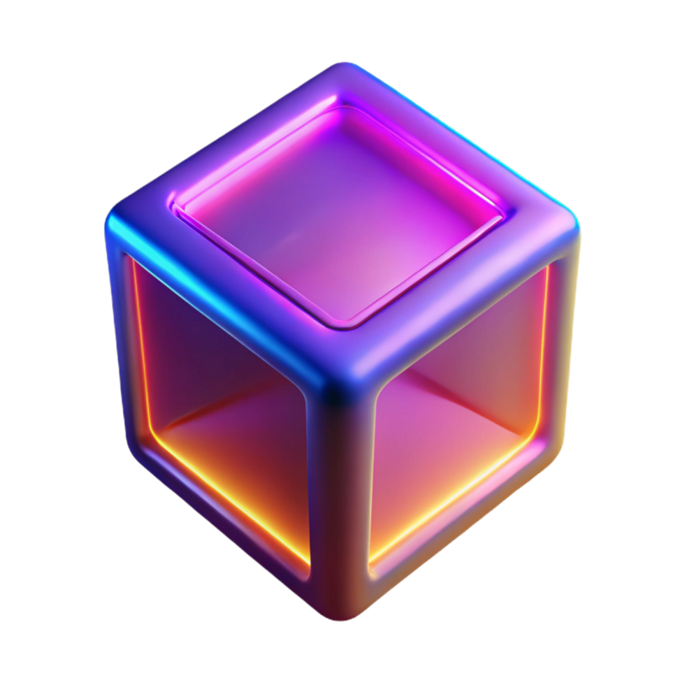 3D Neon Cube Abstract Background Image png