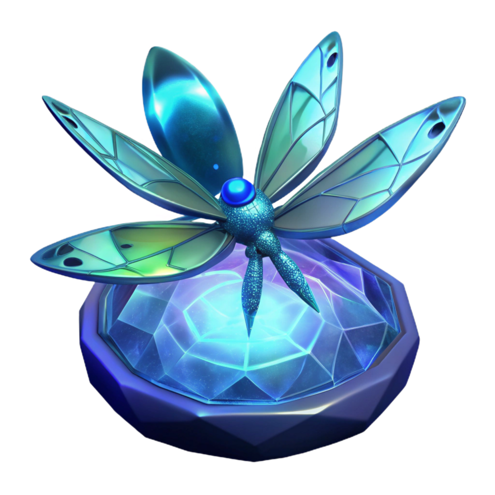 3D Render of a Sparkling Crystal Dragonfly png