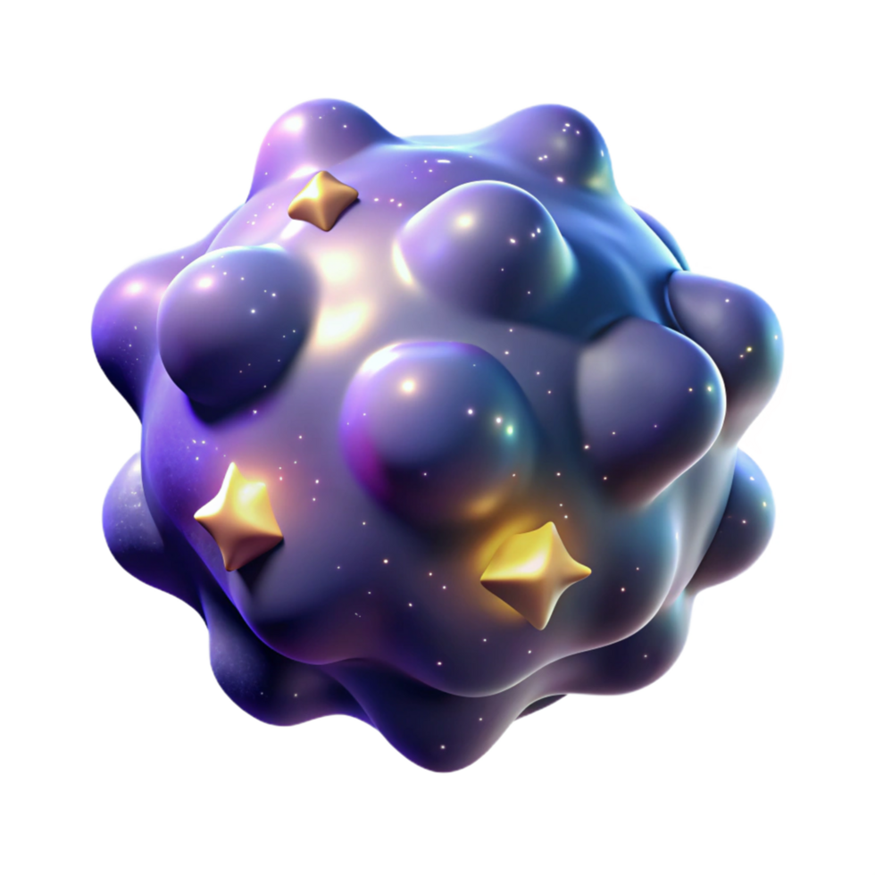 3d abstrato cósmico blob com estrelas png