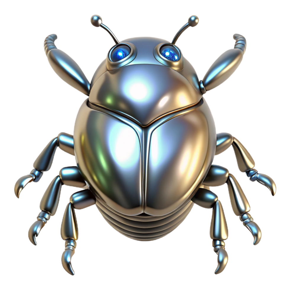 Metallic Robot Beetle 3D Render png