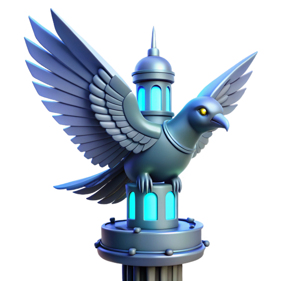 3D Render of a Majestic Bird on a Column png