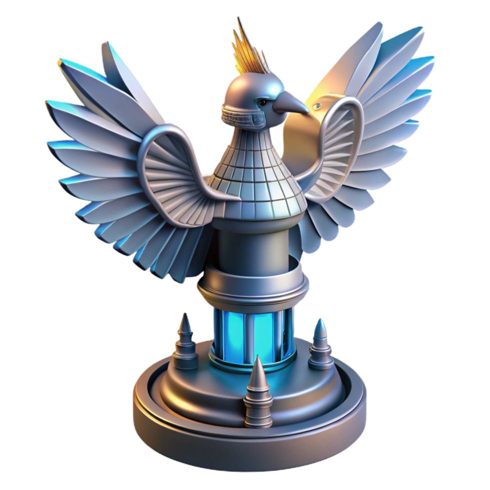 3D Render of a Mythical Bird Statue png