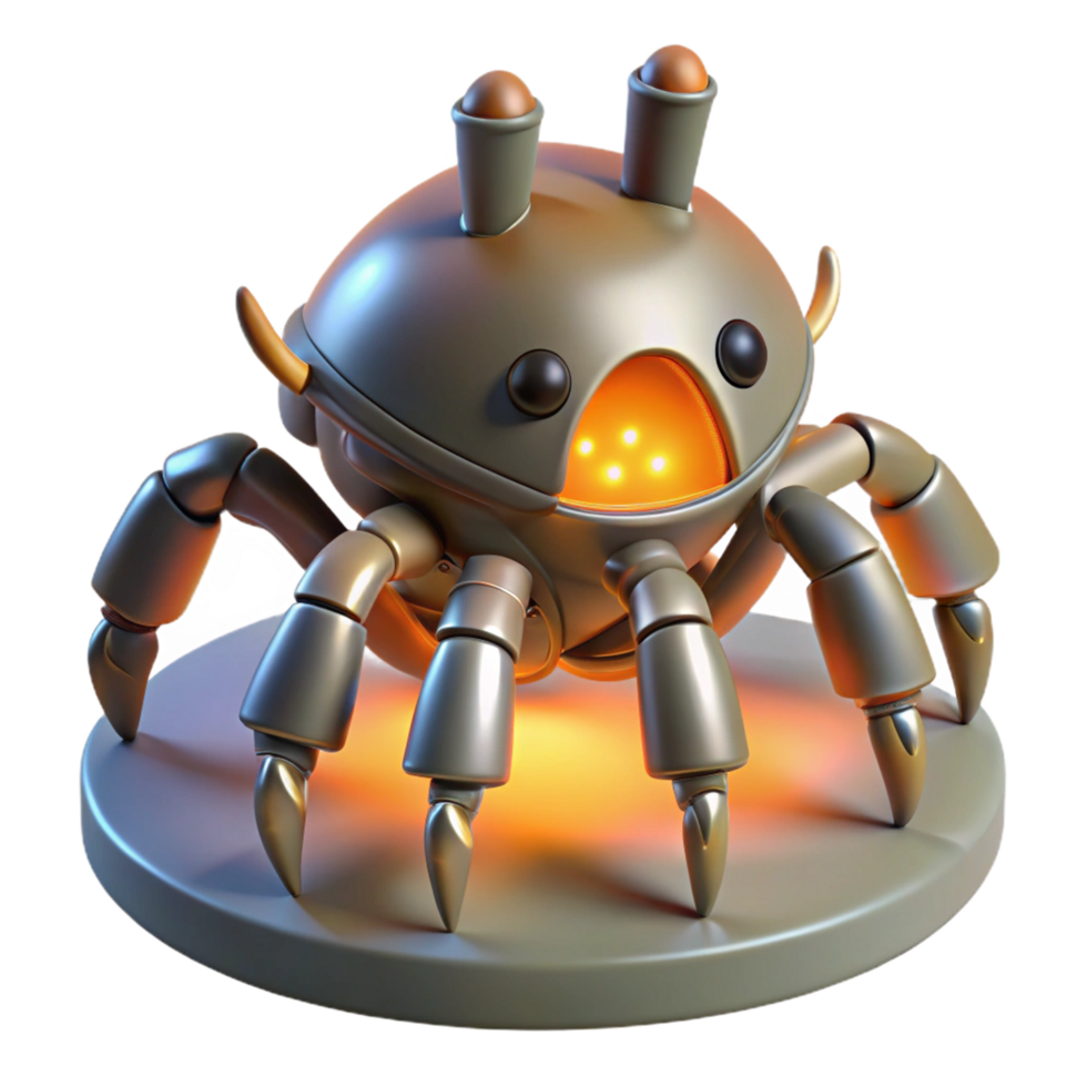 Glowing Mechanical Crab 3D Render png