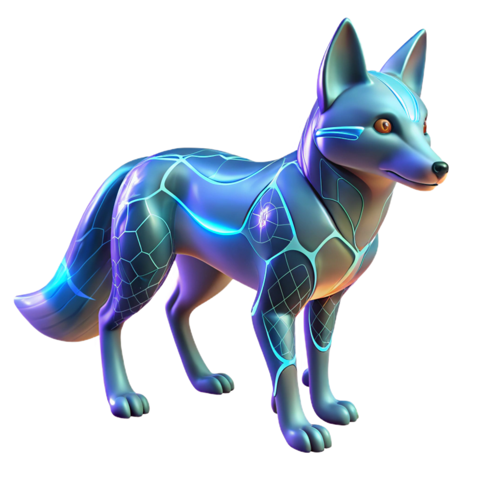 stunning abstract Cybernetic Fox 3D Render high quality png