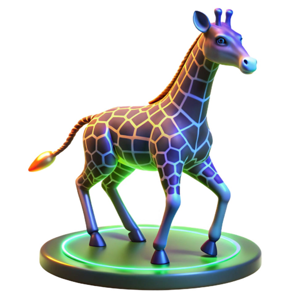 Neon Giraffe 3D Render png
