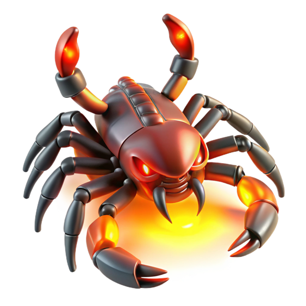 Fiery Robotic Scorpion 3D Render png