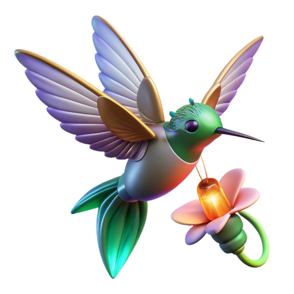 wonderful traditional 3D Hummingbird Illustration, Vibrant Wings original png