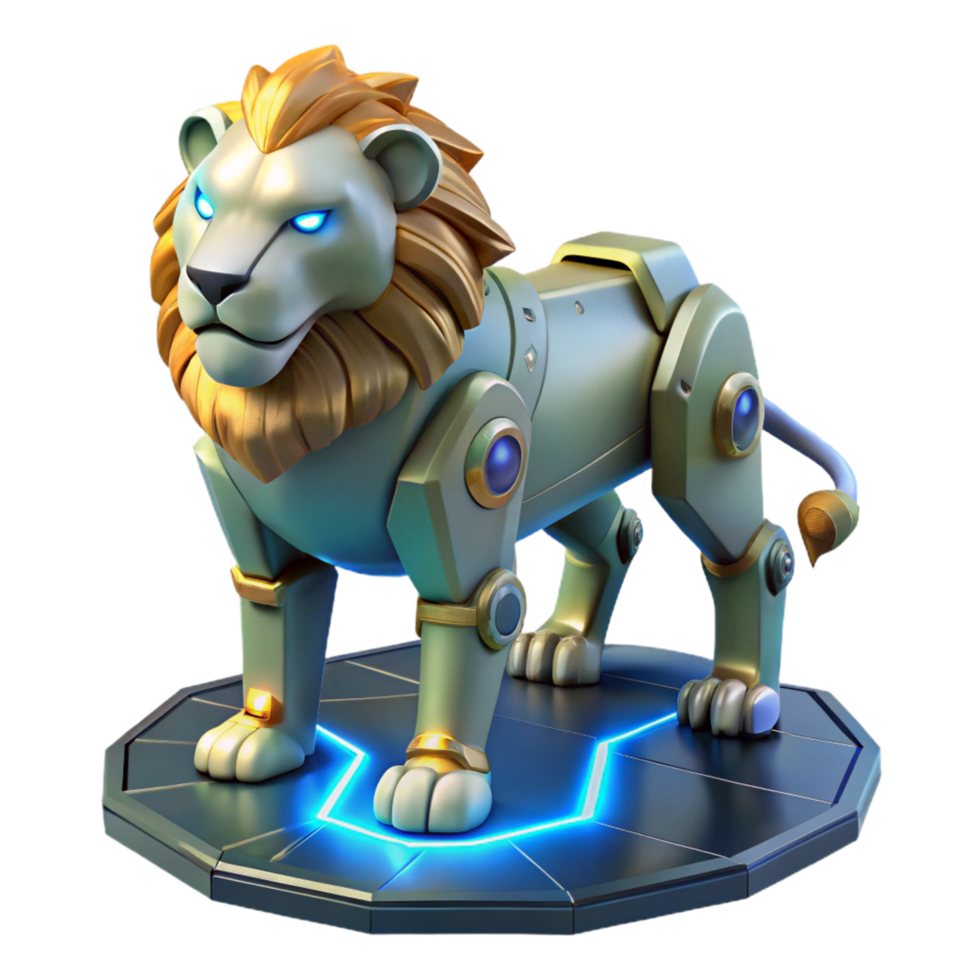 3D Render Robotic Lion Illustration png