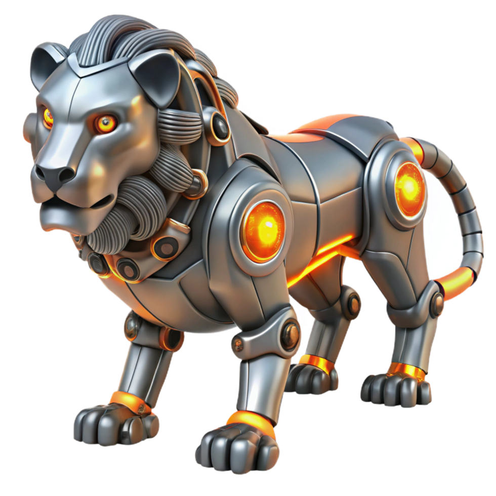 serene abstract Robotic Lion 3D Render high resolution png