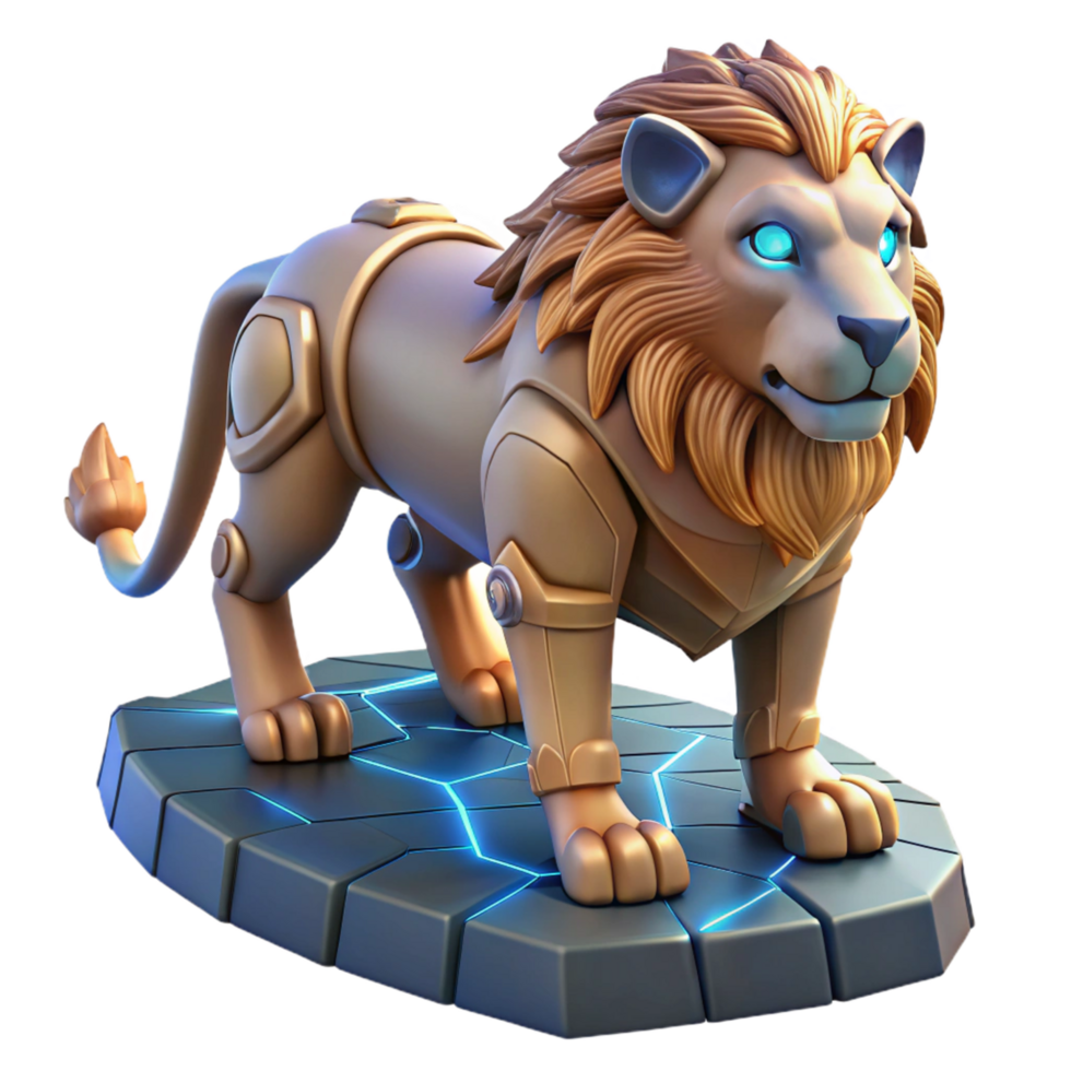 magnificent rustic Robotic Lion 3D Render professional png