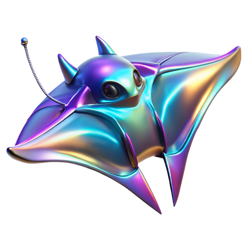 Iridescent Stingray Robot 3D Render png