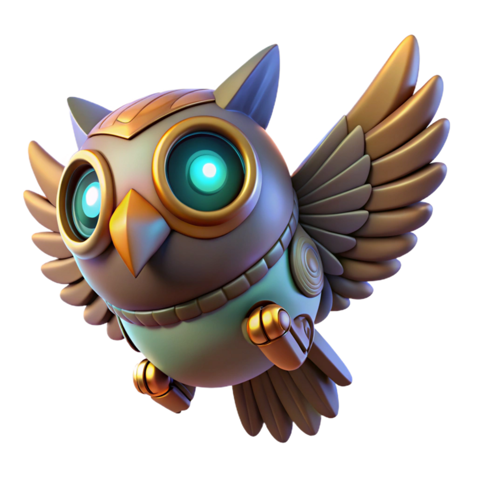 3D Render of a Mechanical Owl png