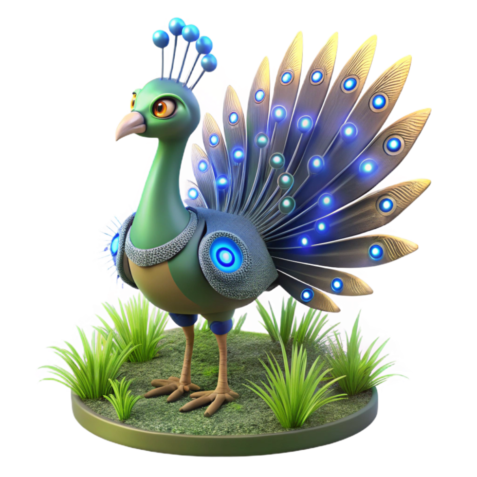Cybernetic Peacock A 3D Model of a Futuristic Bird png