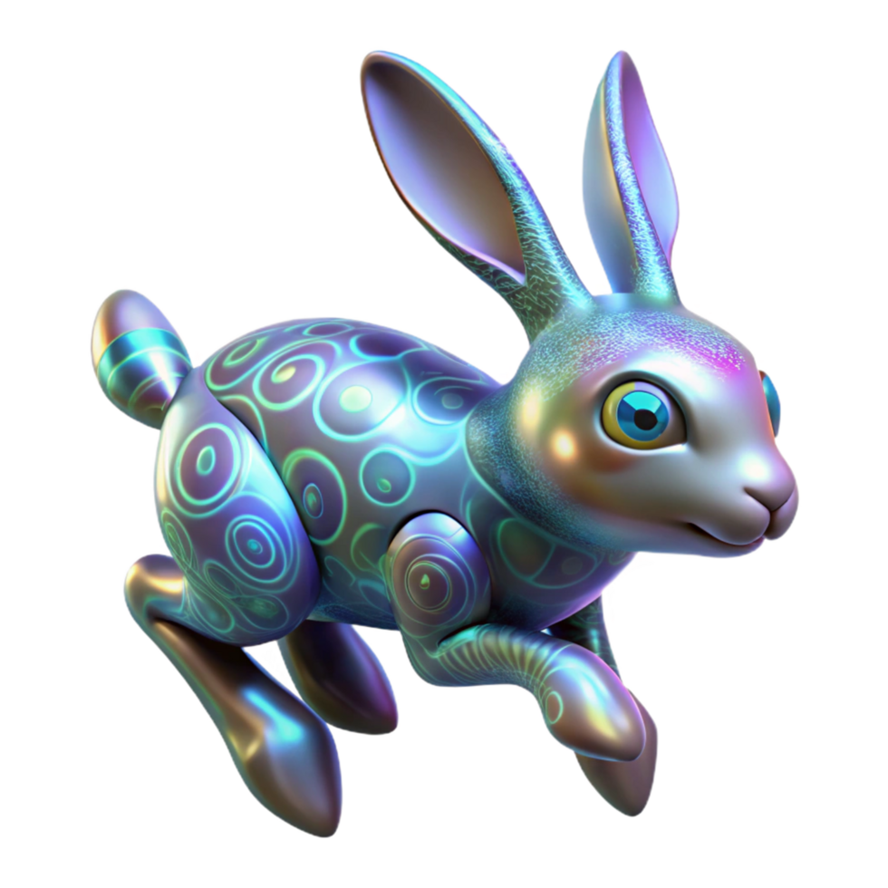 Iridescent Rabbit 3D Render png