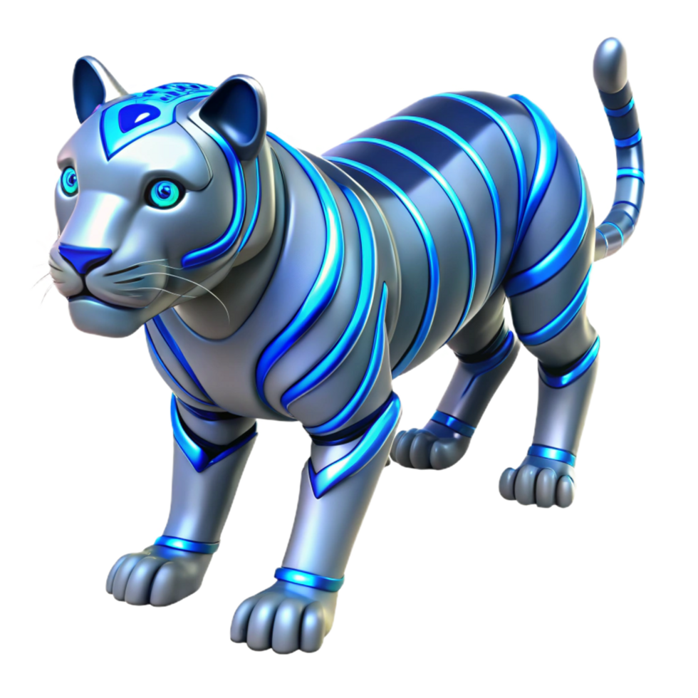 impressive traditional Cybernetic Tiger 3D Render authentic png