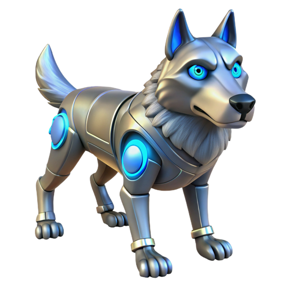 serene artistic Cybernetic Wolf 3D Render high resolution png