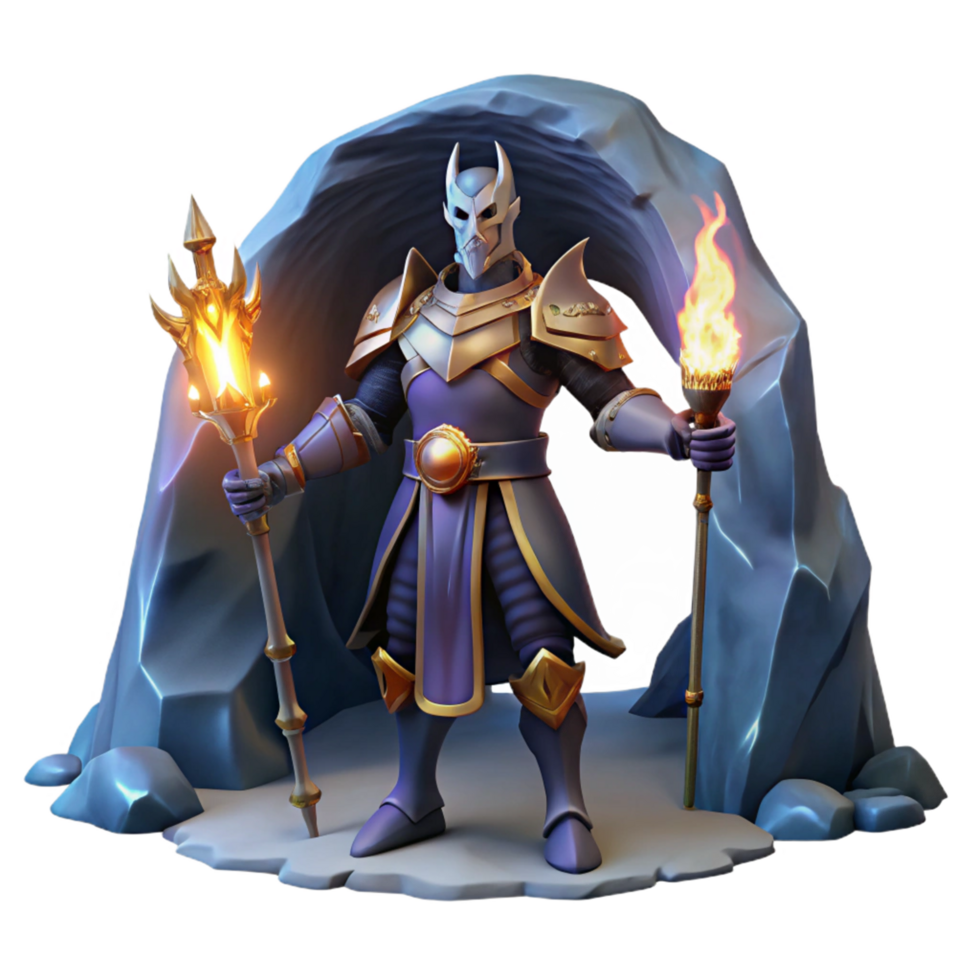 Fantasy Realm 3D Render Majestic Warrior png