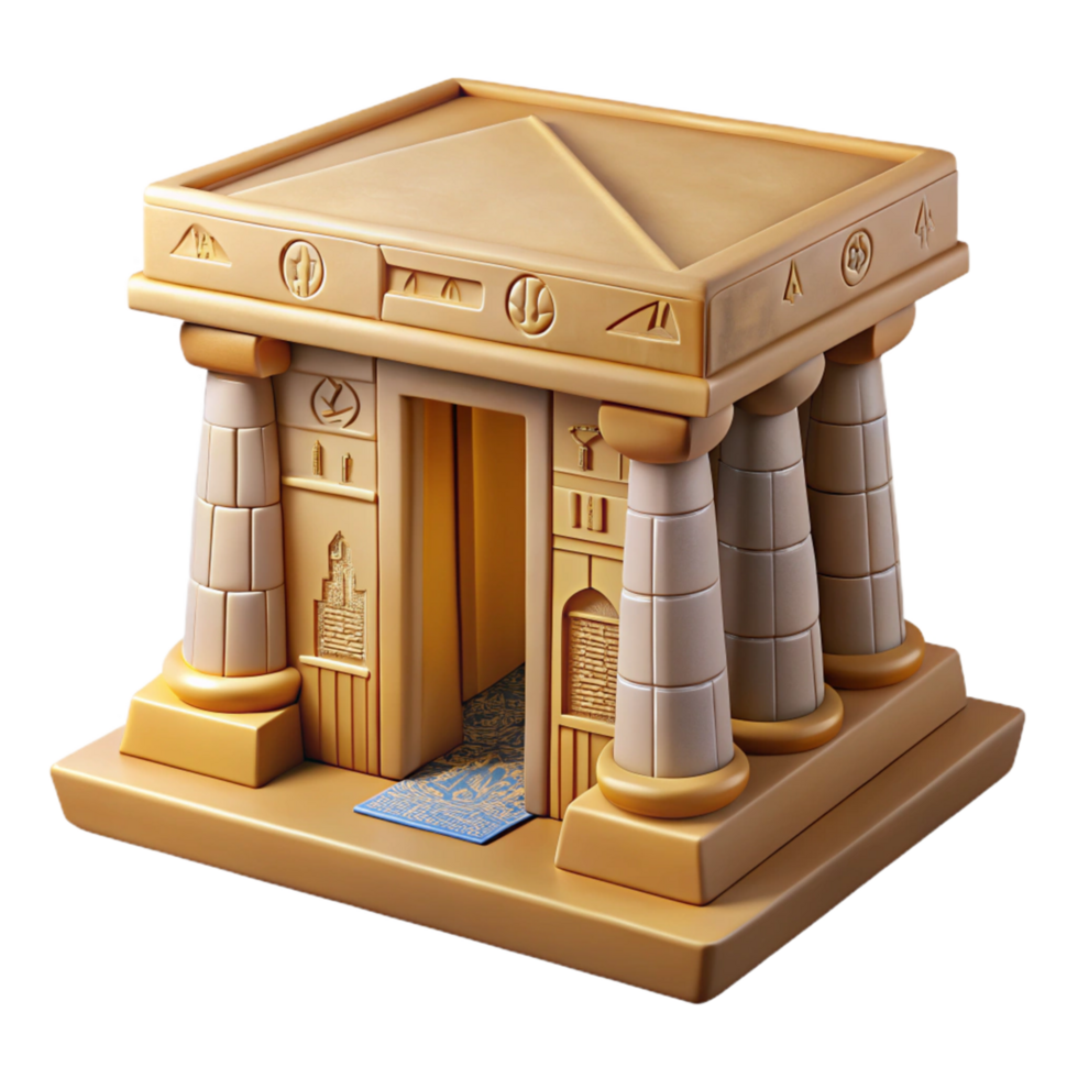 serene minimalist Ancient Temple 3D Render high quality png