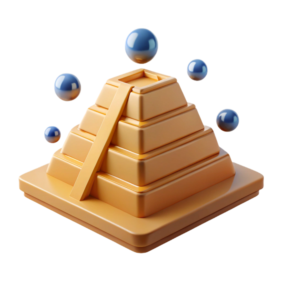 Abstract 3D Pyramid Render with Floating Spheres png