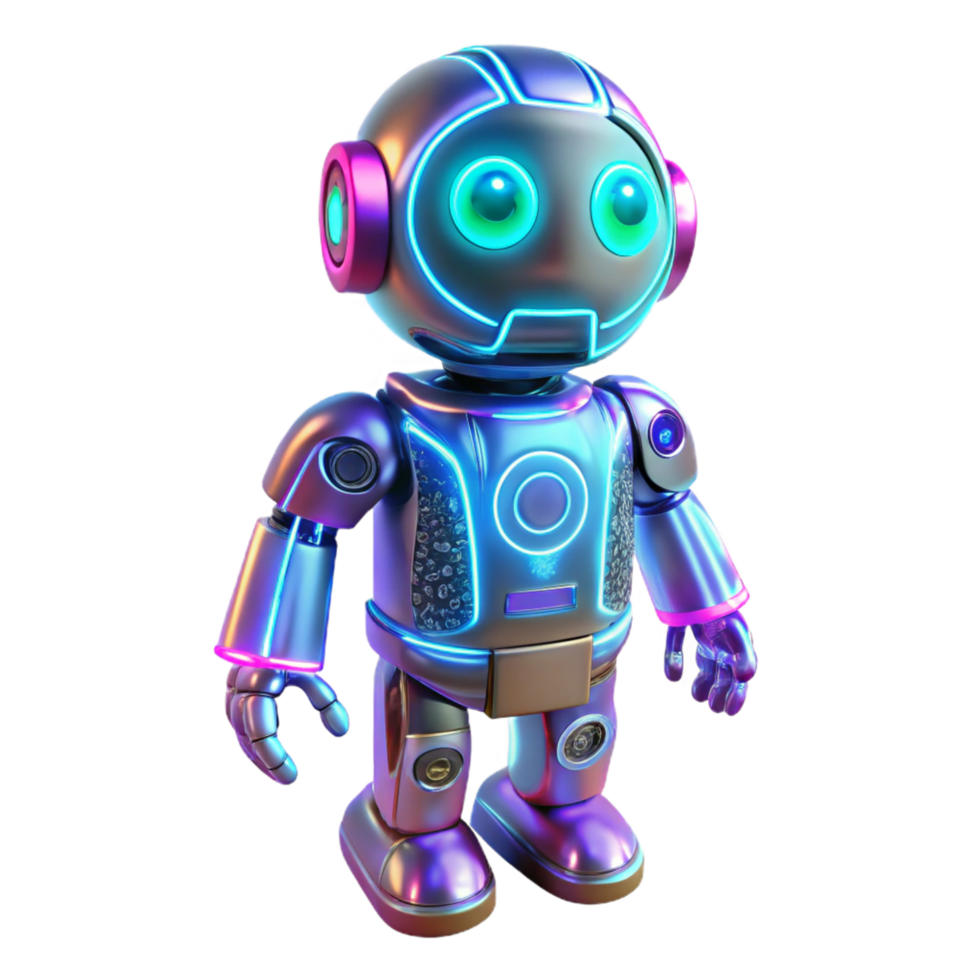 elegant creative Neon Robot 3D Render authentic png